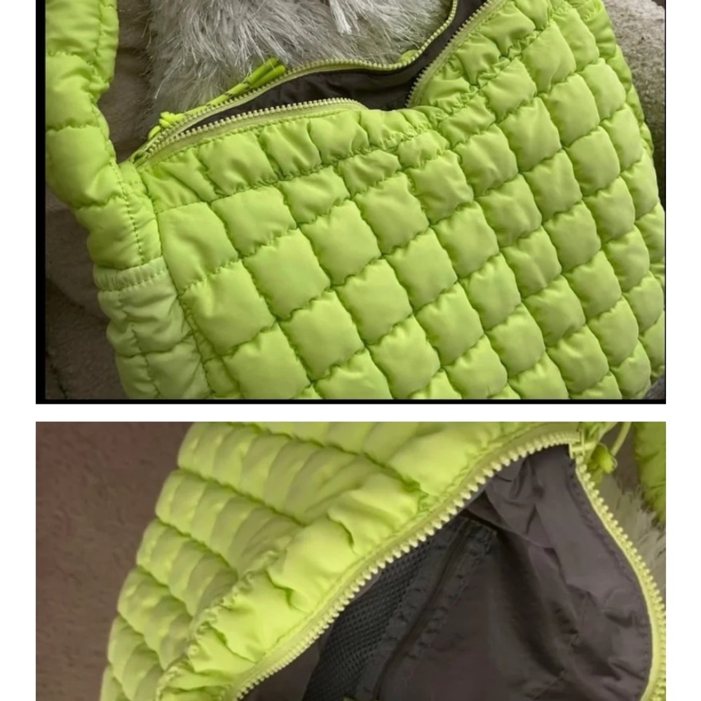 Lime Green Quilted Shoulder Bag